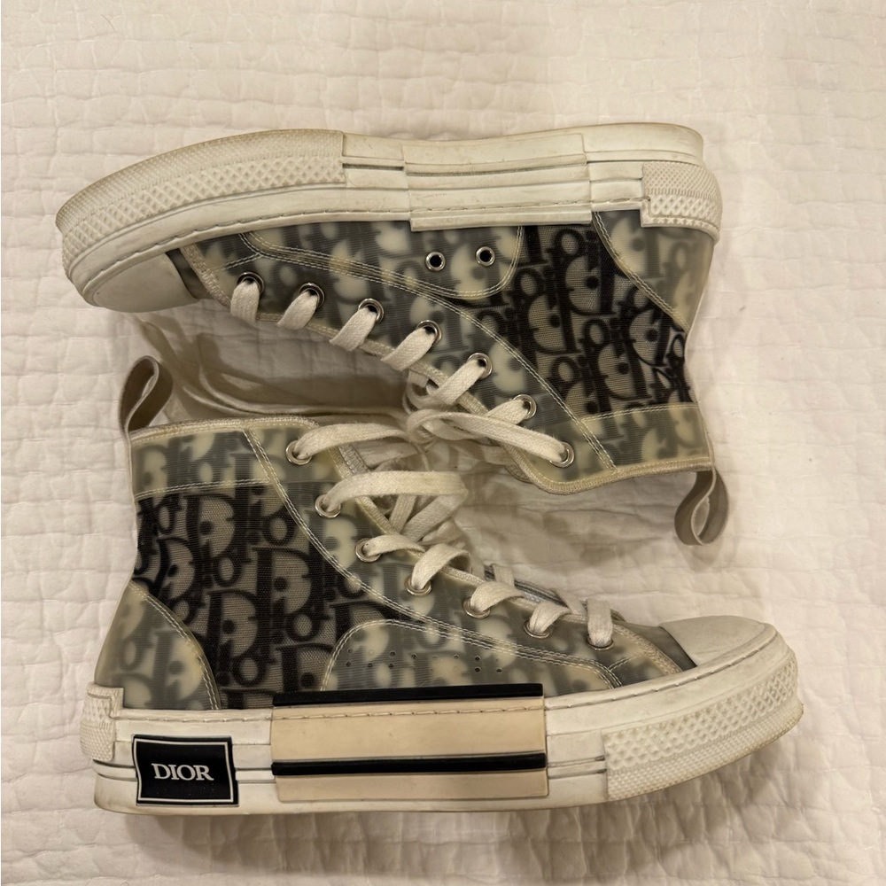 Dior High-Top Sneakers in Iconic Blue and Cream